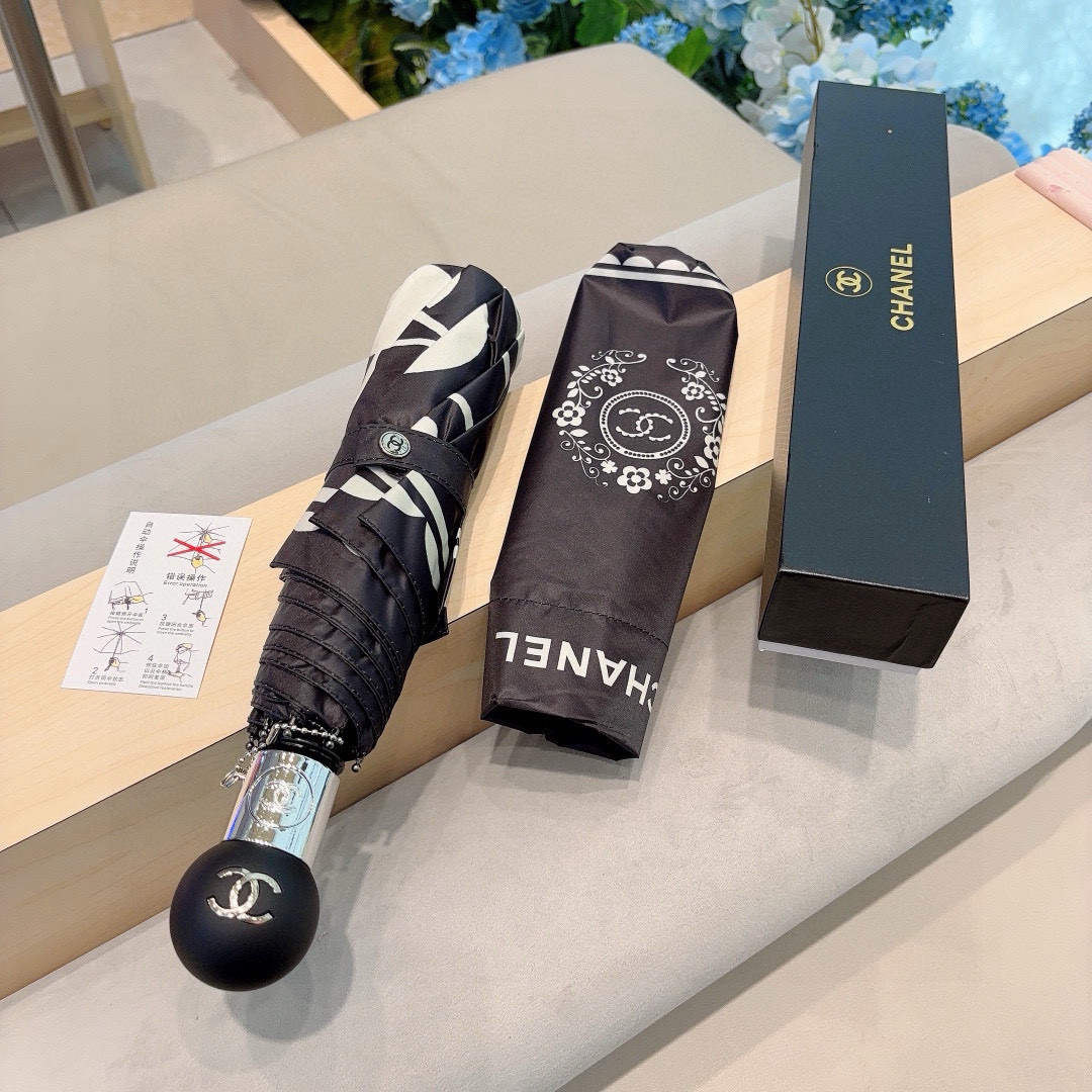  CHANEL（香奈儿）三折自动折叠晴雨伞 选用台湾进口UV防紫外线伞布 原单代工级品质 2色