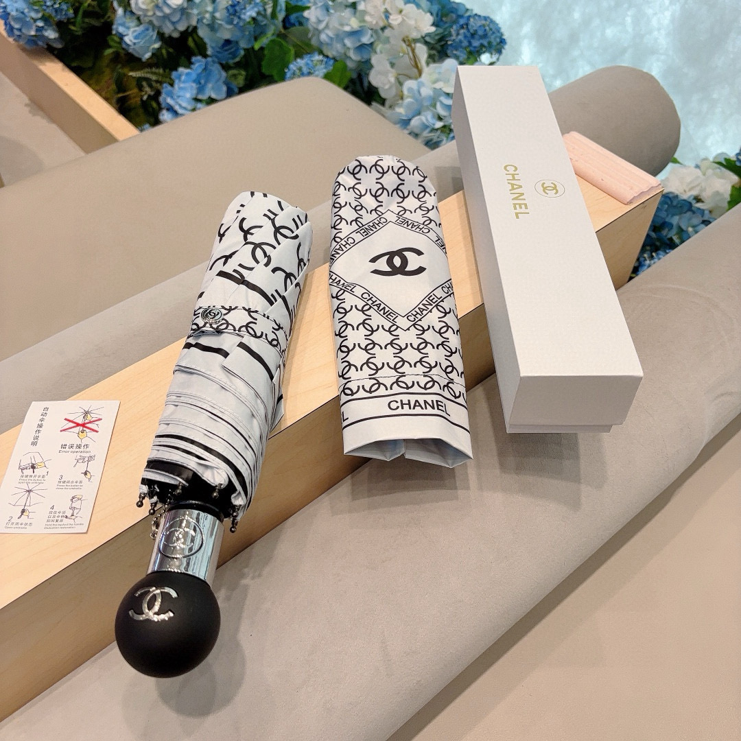  CHANEL（香奈儿）三折自动折叠晴雨伞 选用台湾进口UV防紫外线伞布 原单代工级品质 2色