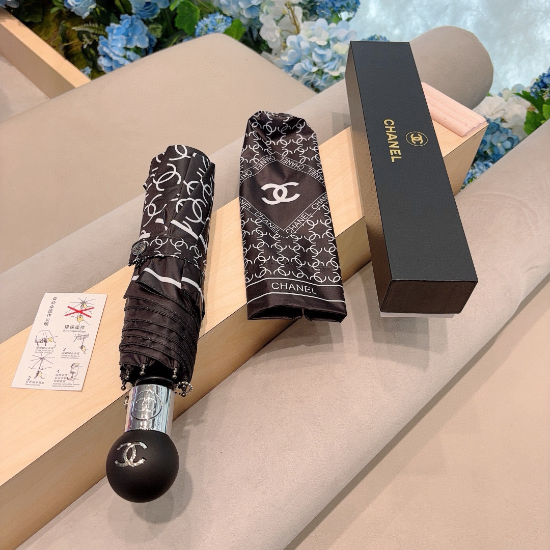  CHANEL（香奈儿）三折自动折叠晴雨伞 选用台湾进口UV防紫外线伞布 原单代工级品质 2色