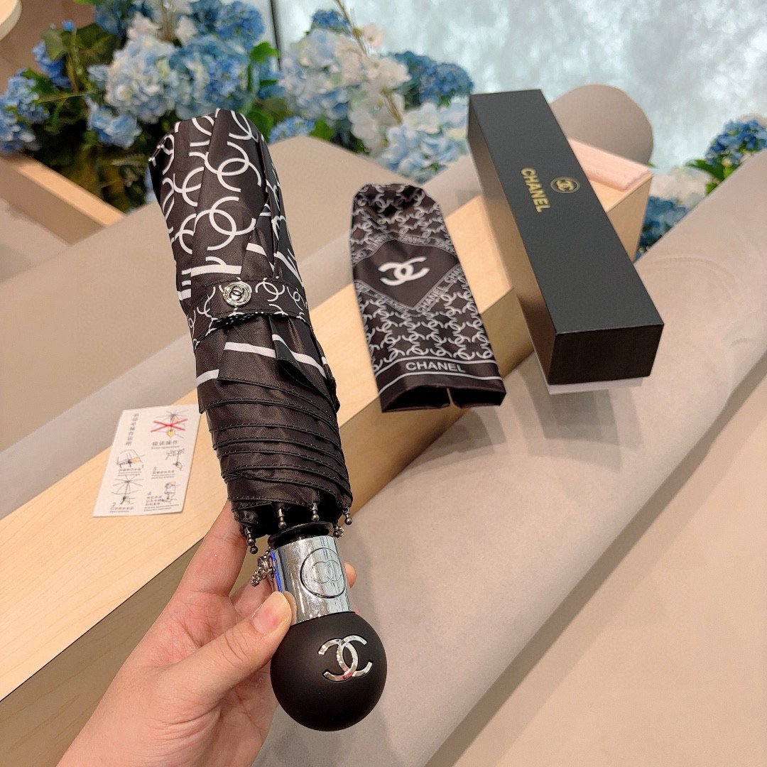  CHANEL（香奈儿）三折自动折叠晴雨伞 选用台湾进口UV防紫外线伞布 原单代工级品质 2色