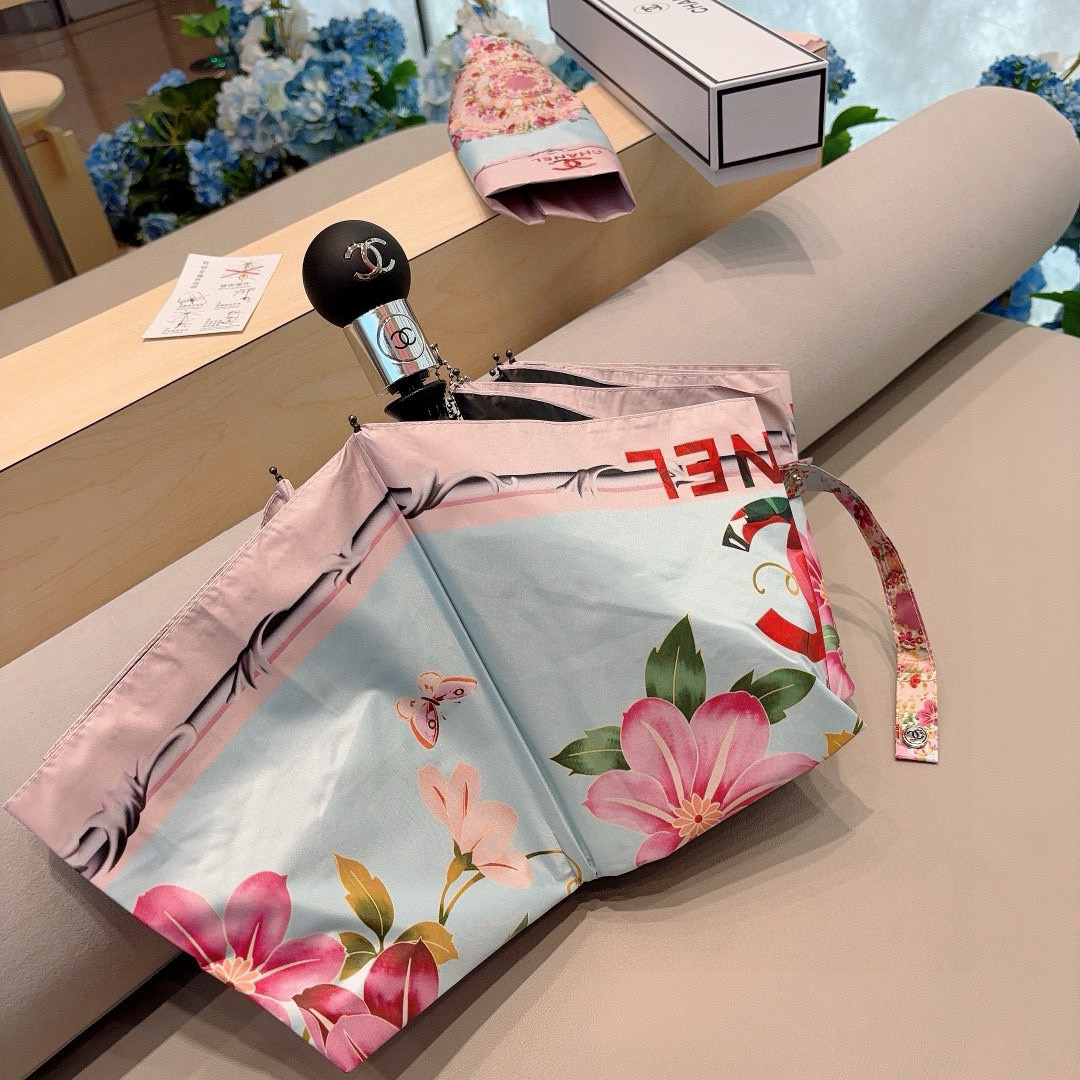  CHANEL（香奈儿）三折自动折叠晴雨伞 选用台湾进口UV防紫外线伞布 原单代工级品质 