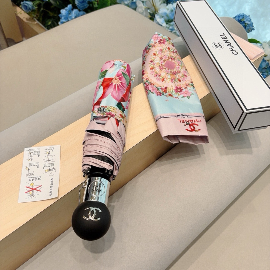  CHANEL（香奈儿）三折自动折叠晴雨伞 选用台湾进口UV防紫外线伞布 原单代工级品质 