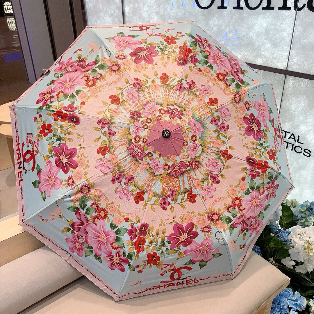  CHANEL（香奈儿）三折自动折叠晴雨伞 选用台湾进口UV防紫外线伞布 原单代工级品质 