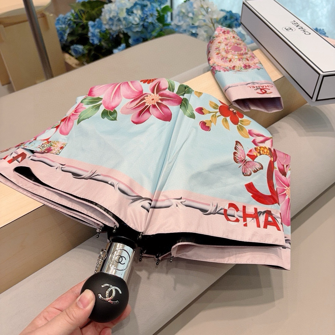  CHANEL（香奈儿）三折自动折叠晴雨伞 选用台湾进口UV防紫外线伞布 原单代工级品质 