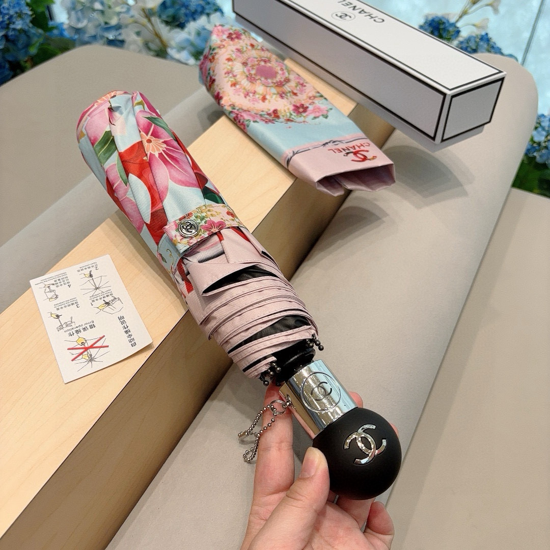  CHANEL（香奈儿）三折自动折叠晴雨伞 选用台湾进口UV防紫外线伞布 原单代工级品质 