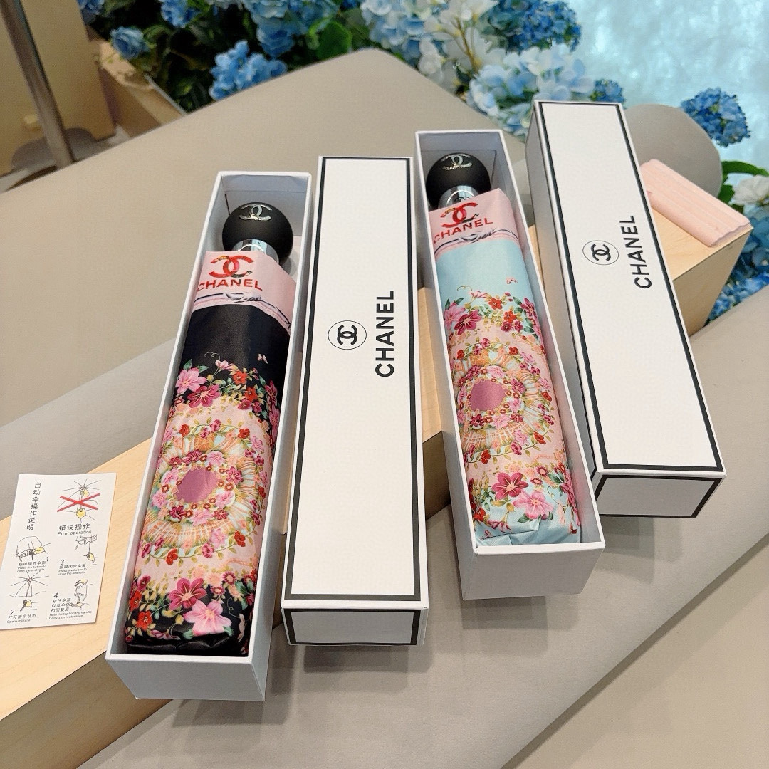  CHANEL（香奈儿）三折自动折叠晴雨伞 选用台湾进口UV防紫外线伞布 原单代工级品质 