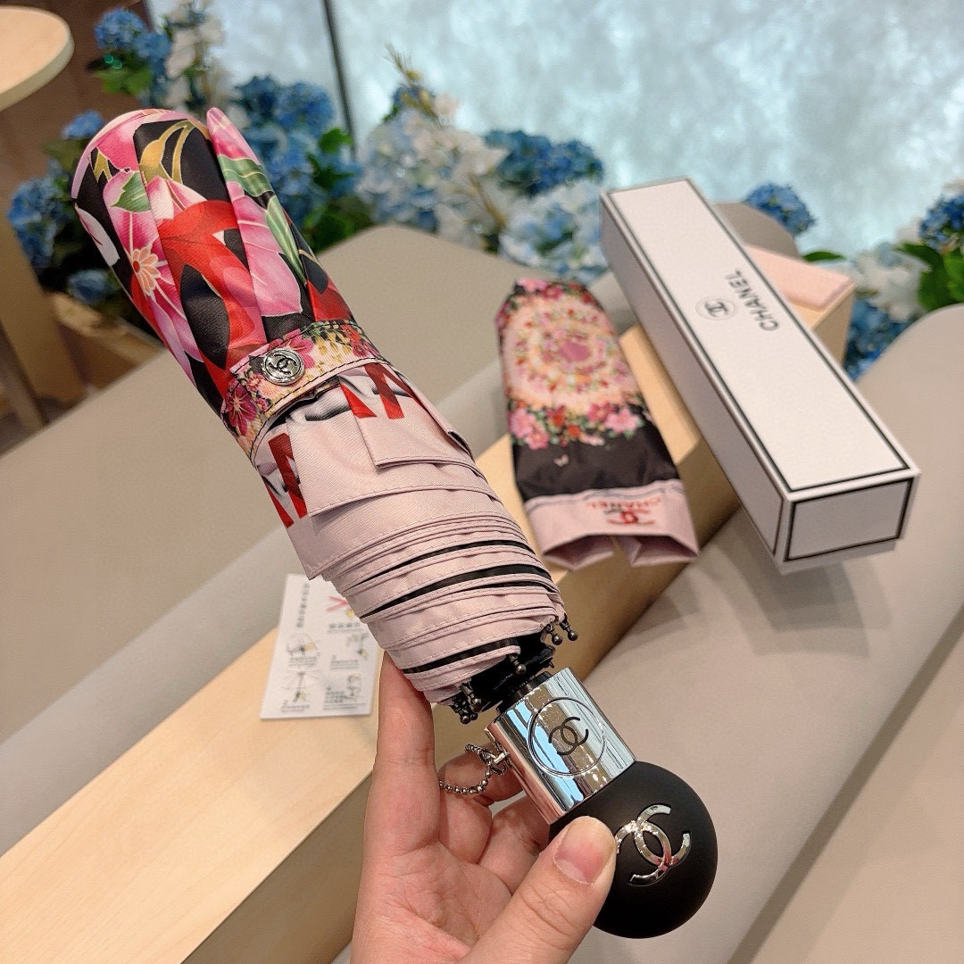  CHANEL（香奈儿）三折自动折叠晴雨伞 选用台湾进口UV防紫外线伞布 原单代工级品质 