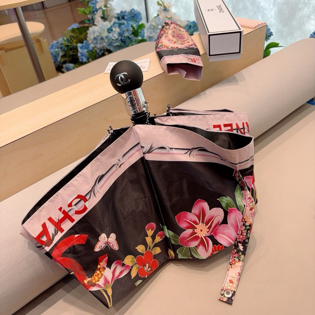  CHANEL（香奈儿）三折自动折叠晴雨伞 选用台湾进口UV防紫外线伞布 原单代工级品质 