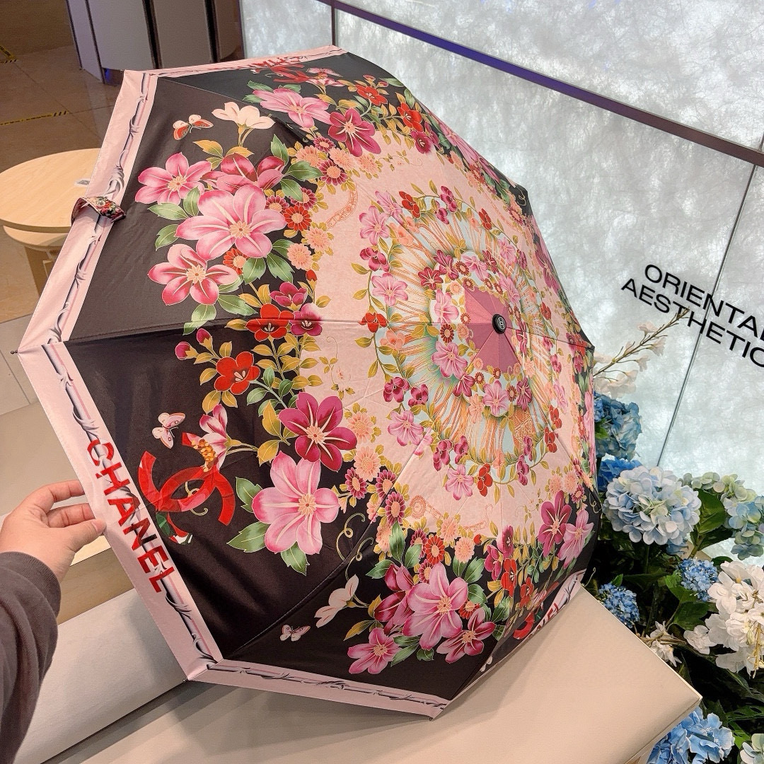 CHANEL（香奈儿）三折自动折叠晴雨伞 选用台湾进口UV防紫外线伞布 原单代工级品质 