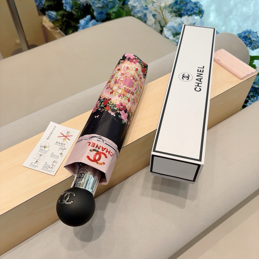  CHANEL（香奈儿）三折自动折叠晴雨伞 选用台湾进口UV防紫外线伞布 原单代工级品质 