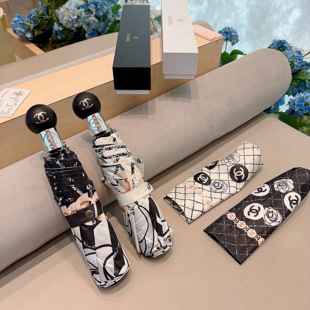  CHANEL（香奈儿）三折自动折叠晴雨伞 选用台湾进口UV防紫外线伞布 原单代工级品质 2色