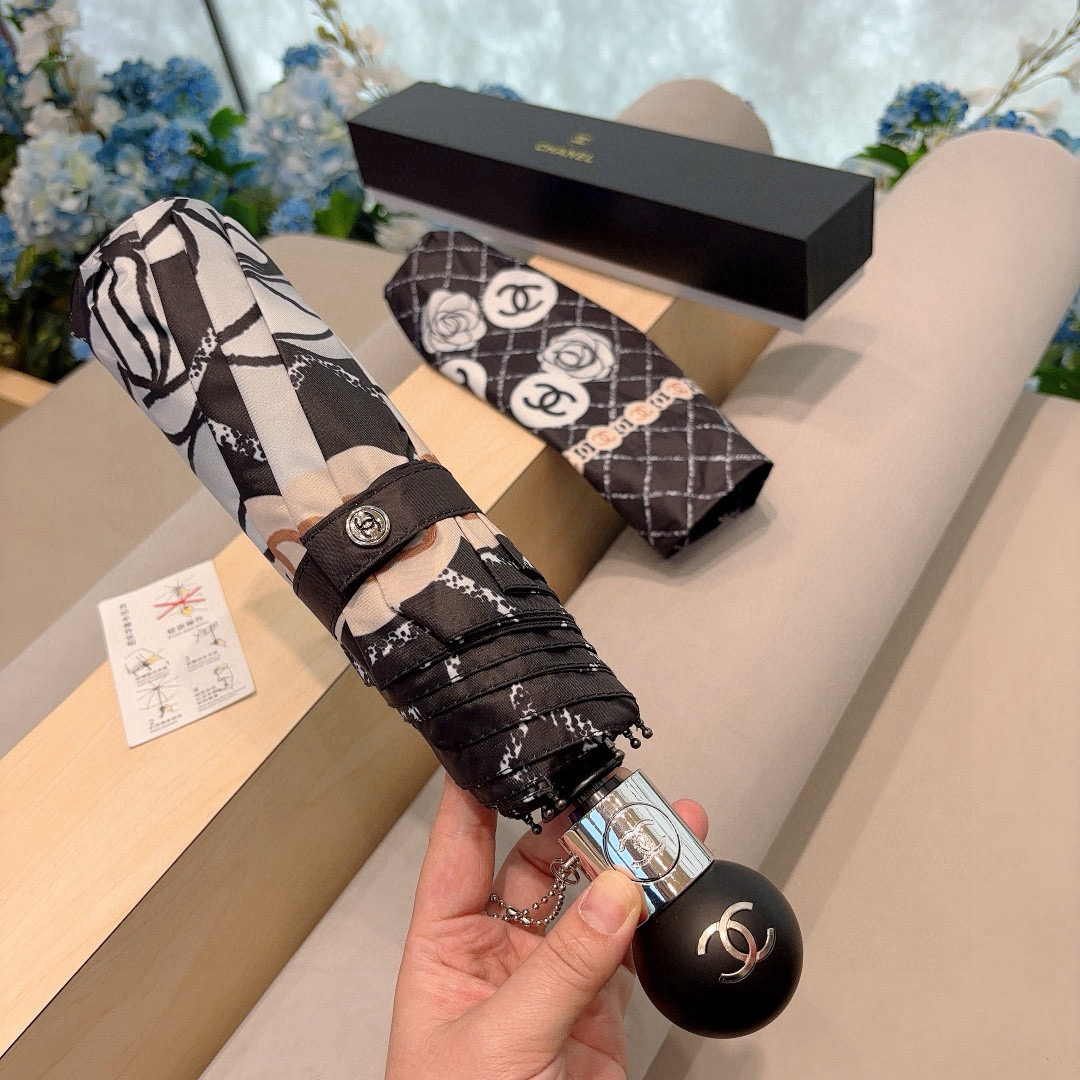  CHANEL（香奈儿）三折自动折叠晴雨伞 选用台湾进口UV防紫外线伞布 原单代工级品质 2色
