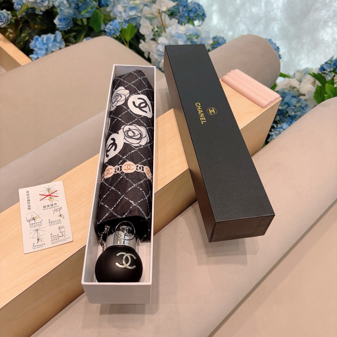  CHANEL（香奈儿）三折自动折叠晴雨伞 选用台湾进口UV防紫外线伞布 原单代工级品质 2色