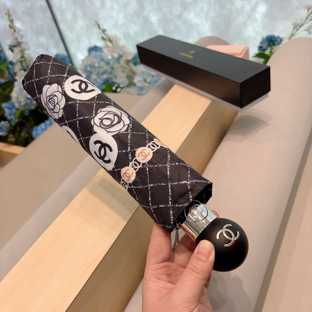  CHANEL（香奈儿）三折自动折叠晴雨伞 选用台湾进口UV防紫外线伞布 原单代工级品质 2色