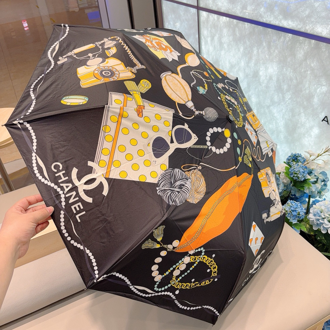  CHANEL（香奈儿）三折自动折叠晴雨伞 选用台湾进口UV防紫外线伞布 原单代工级品质 2色