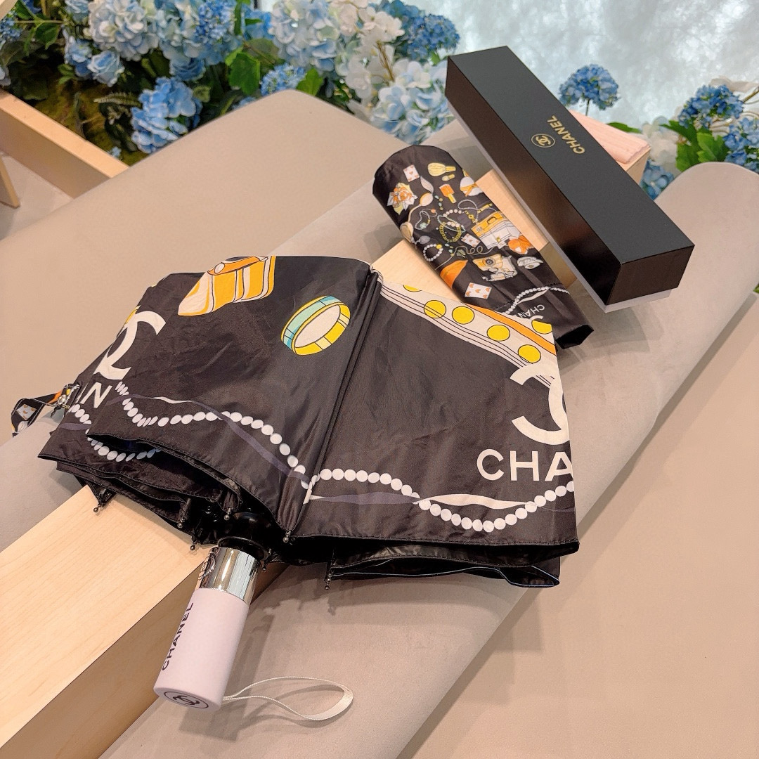  CHANEL（香奈儿）三折自动折叠晴雨伞 选用台湾进口UV防紫外线伞布 原单代工级品质 2色