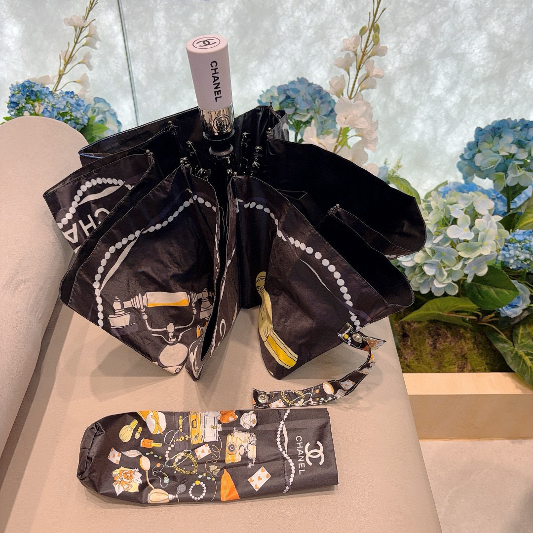  CHANEL（香奈儿）三折自动折叠晴雨伞 选用台湾进口UV防紫外线伞布 原单代工级品质 2色