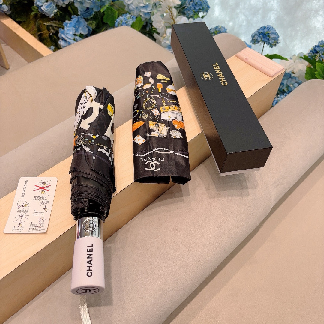  CHANEL（香奈儿）三折自动折叠晴雨伞 选用台湾进口UV防紫外线伞布 原单代工级品质 2色