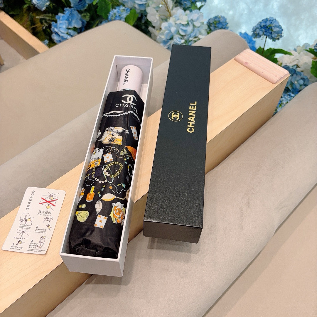  CHANEL（香奈儿）三折自动折叠晴雨伞 选用台湾进口UV防紫外线伞布 原单代工级品质 2色