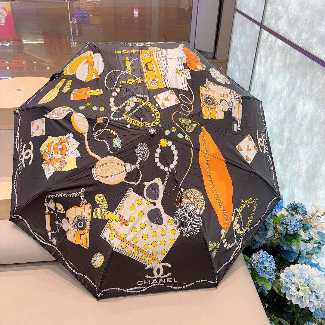  CHANEL（香奈儿）三折自动折叠晴雨伞 选用台湾进口UV防紫外线伞布 原单代工级品质 2色