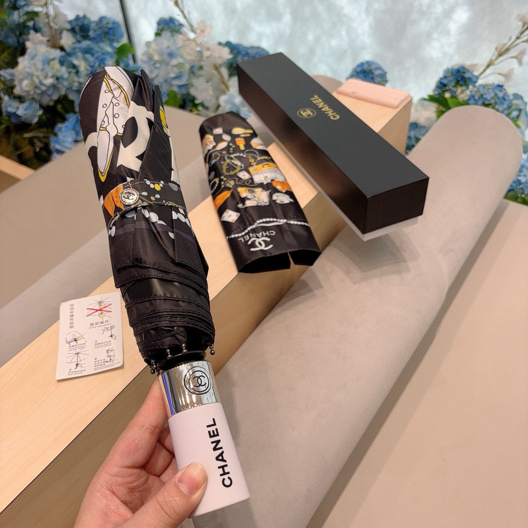  CHANEL（香奈儿）三折自动折叠晴雨伞 选用台湾进口UV防紫外线伞布 原单代工级品质 2色