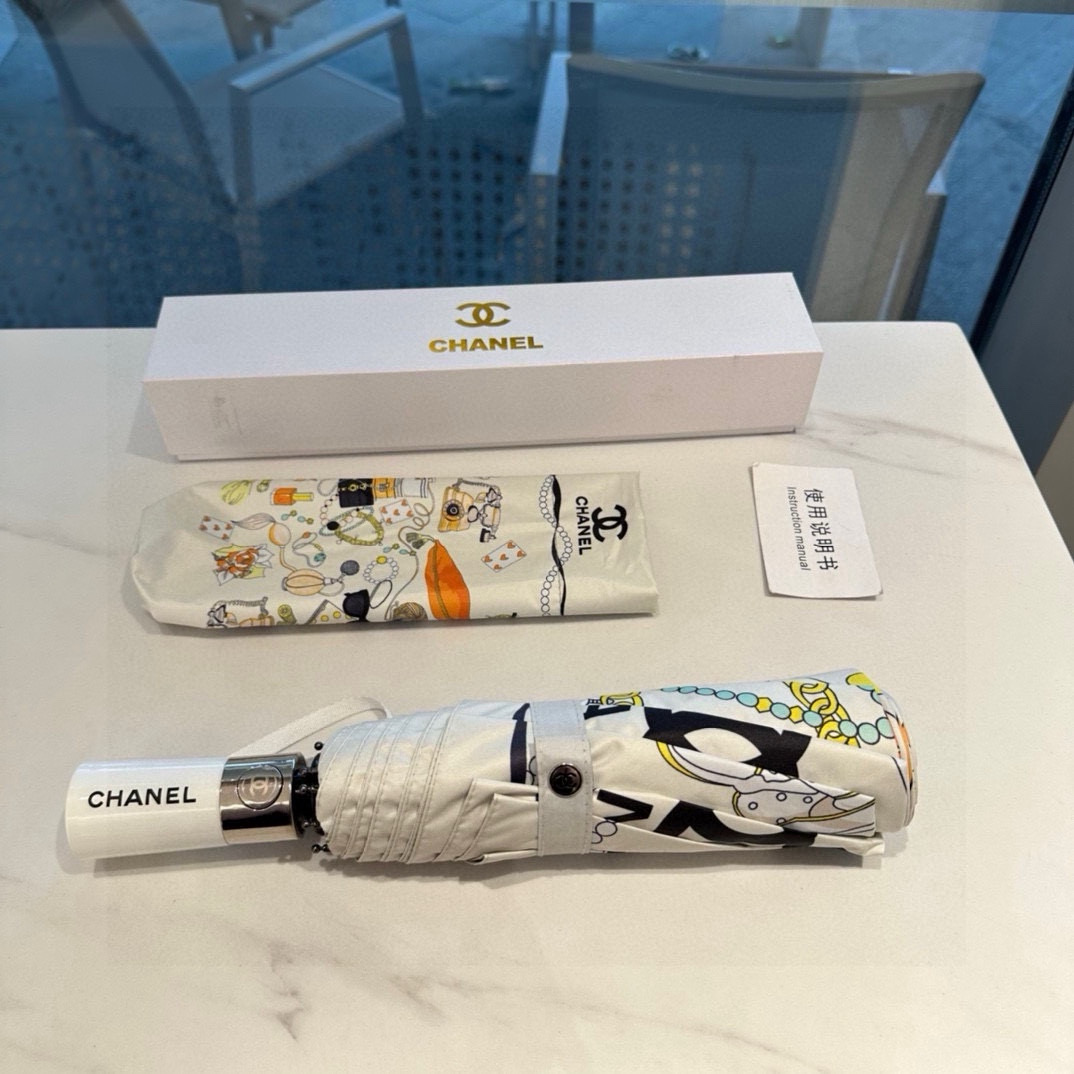  CHANEL（香奈儿）三折自动折叠晴雨伞 选用台湾进口UV防紫外线伞布 原单代工级品质 2色