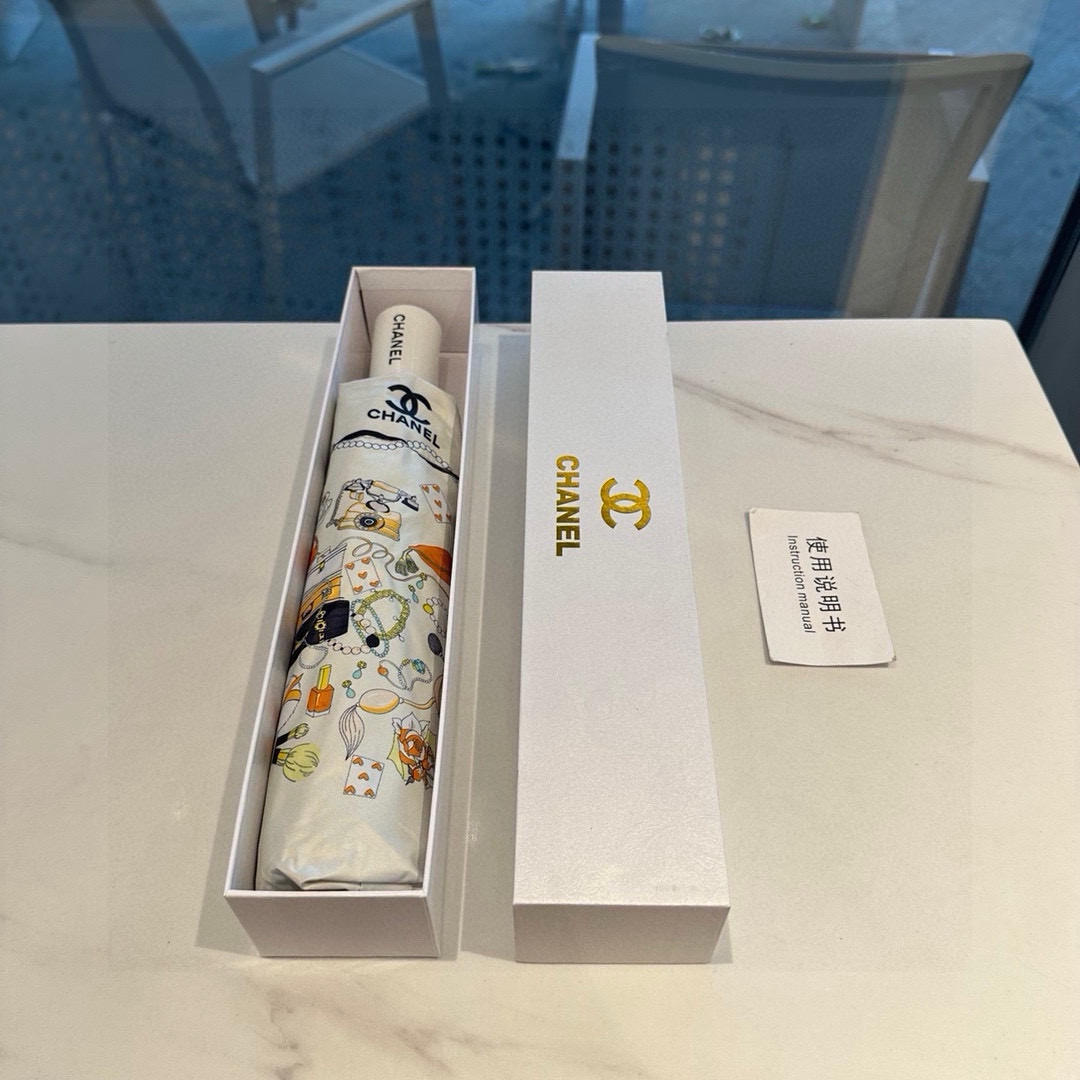  CHANEL（香奈儿）三折自动折叠晴雨伞 选用台湾进口UV防紫外线伞布 原单代工级品质 2色