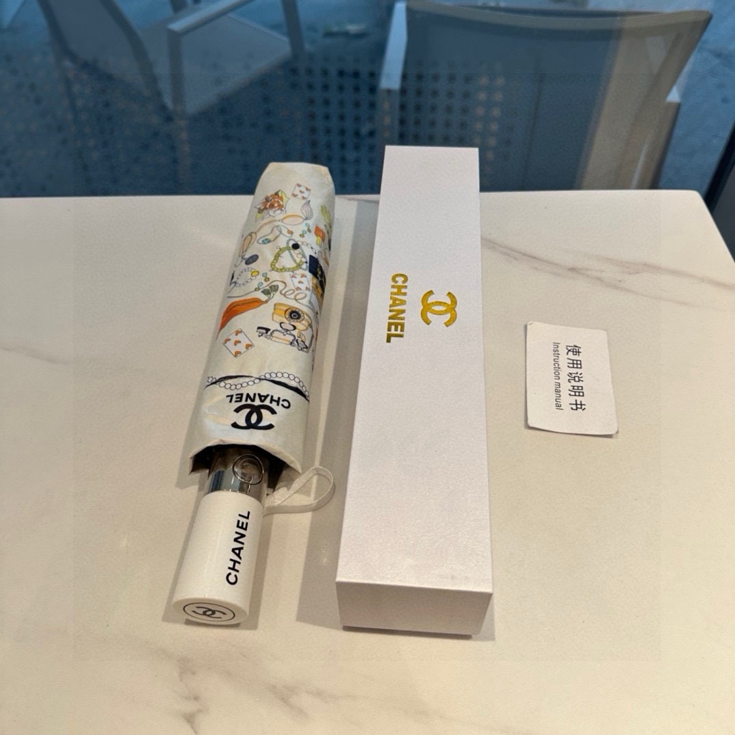  CHANEL（香奈儿）三折自动折叠晴雨伞 选用台湾进口UV防紫外线伞布 原单代工级品质 2色
