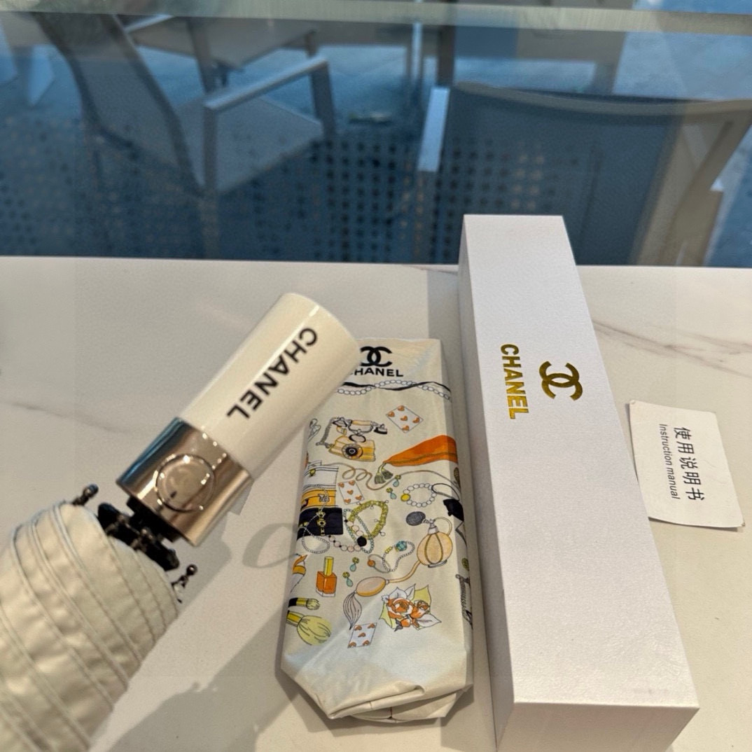  CHANEL（香奈儿）三折自动折叠晴雨伞 选用台湾进口UV防紫外线伞布 原单代工级品质 2色