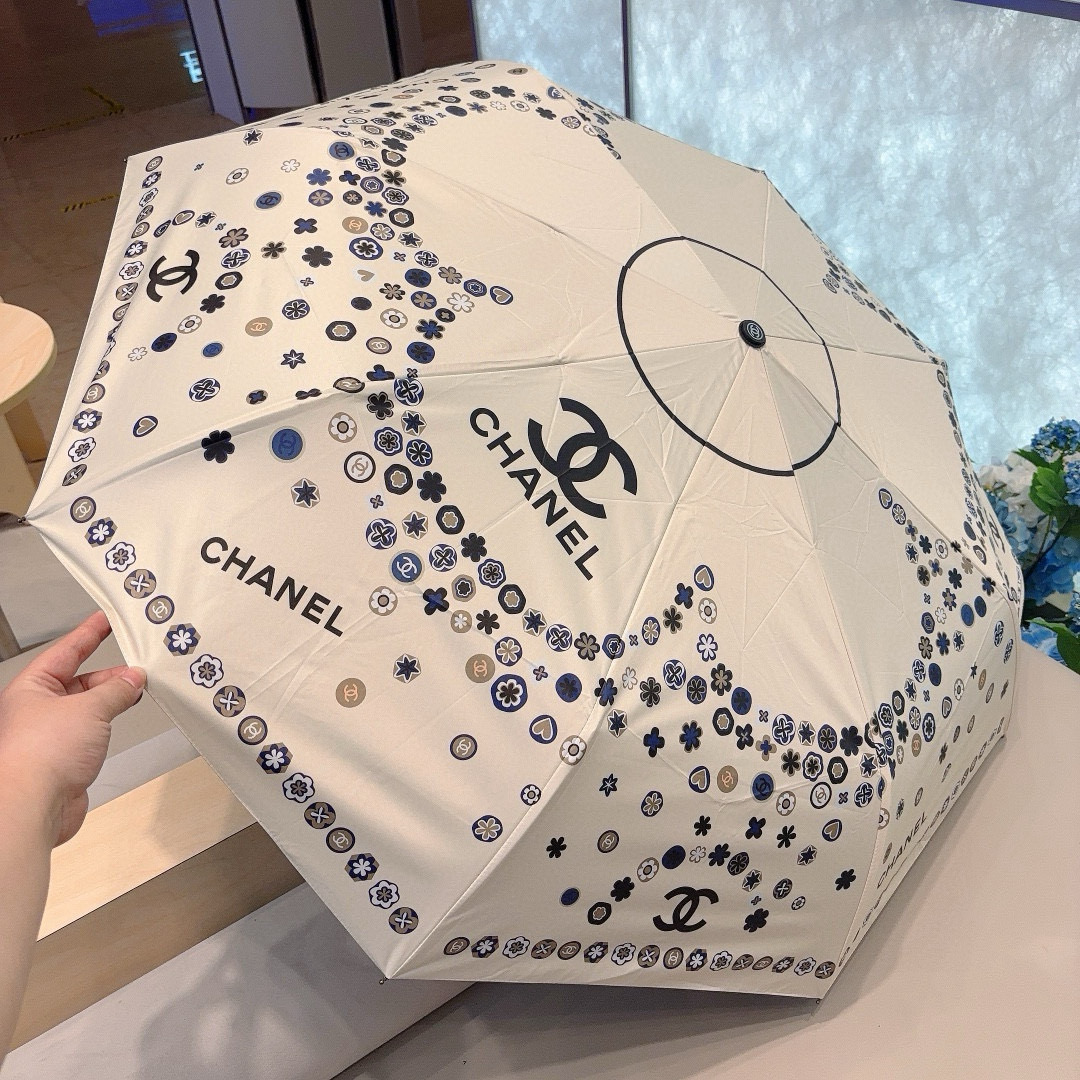  CHANEL（香奈儿）三折自动折叠晴雨伞 选用台湾进口UV防紫外线伞布 原单代工级品质 2色