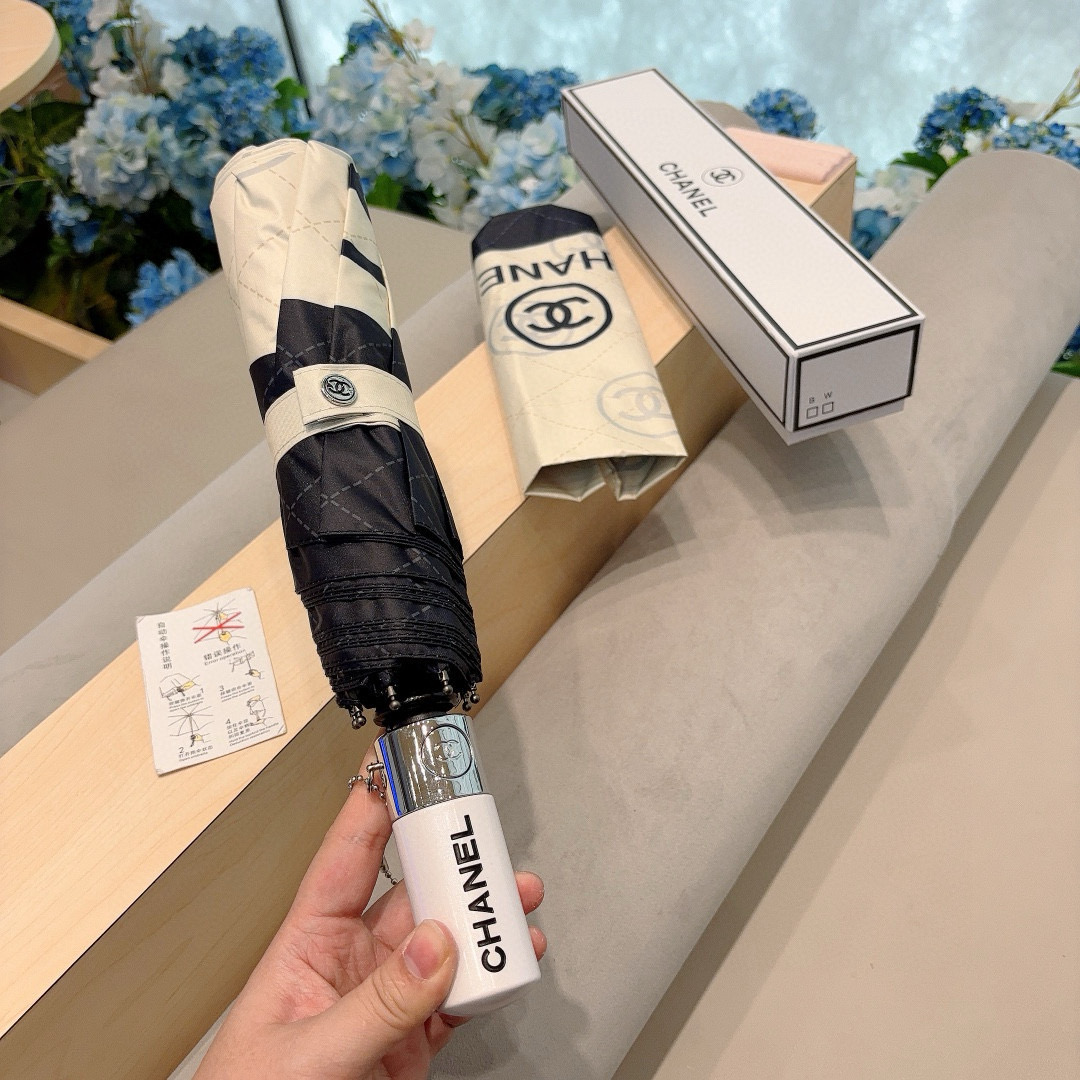  CHANEL（香奈儿）三折自动折叠晴雨伞 选用台湾进口UV防紫外线伞布 原单代工级品质 