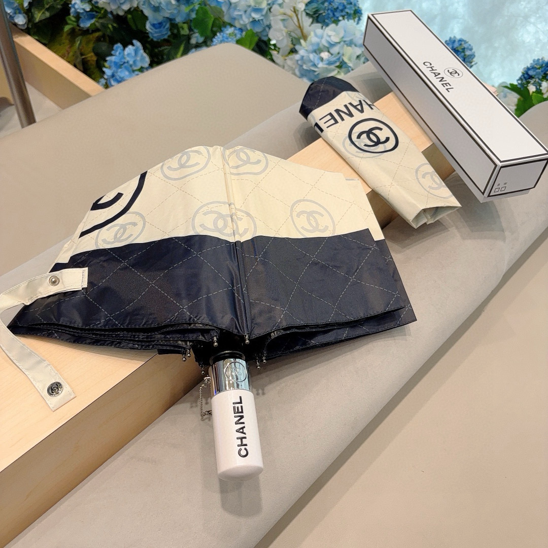  CHANEL（香奈儿）三折自动折叠晴雨伞 选用台湾进口UV防紫外线伞布 原单代工级品质 