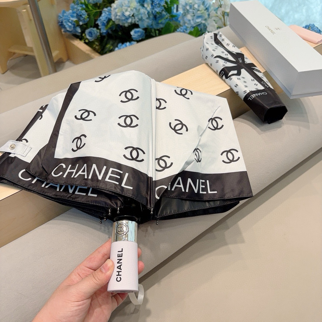  CHANEL（香奈儿）三折自动折叠晴雨伞 选用台湾进口UV防紫外线伞布 原单代工级品质 2色