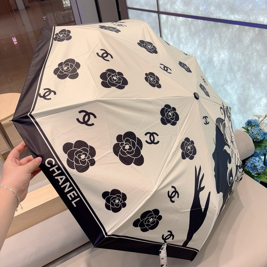  CHANEL（香奈儿）三折自动折叠晴雨伞 选用台湾进口UV防紫外线伞布 原单代工级品质 2色