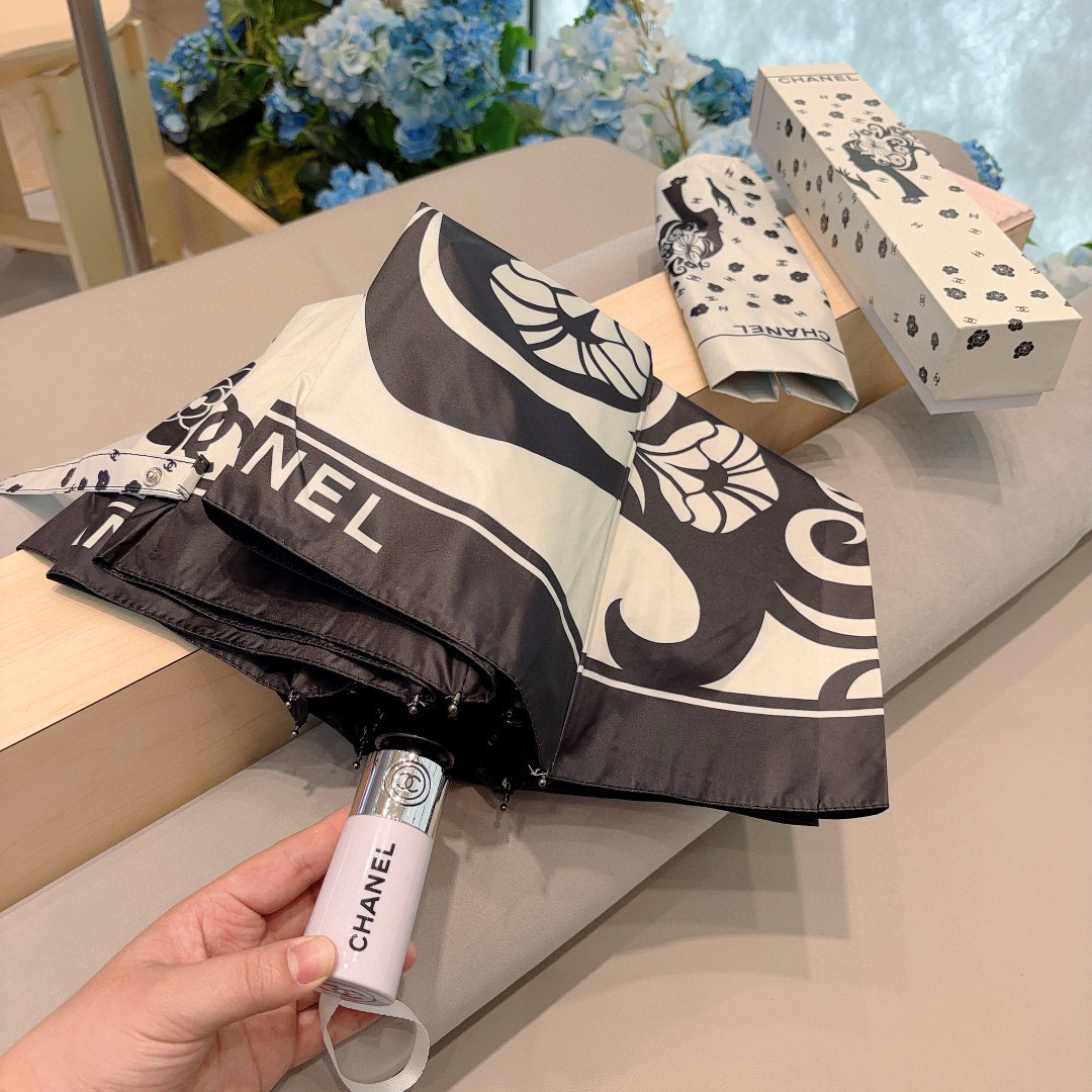  CHANEL（香奈儿）三折自动折叠晴雨伞 选用台湾进口UV防紫外线伞布 原单代工级品质 2色