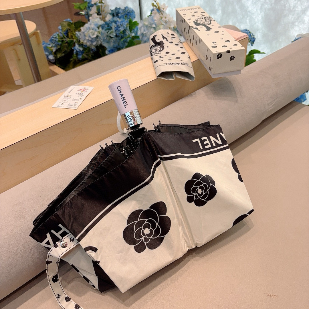  CHANEL（香奈儿）三折自动折叠晴雨伞 选用台湾进口UV防紫外线伞布 原单代工级品质 2色