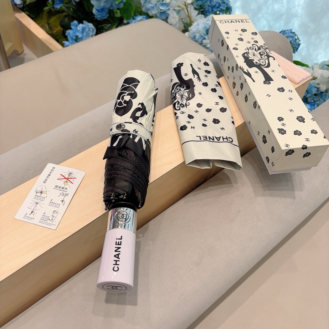  CHANEL（香奈儿）三折自动折叠晴雨伞 选用台湾进口UV防紫外线伞布 原单代工级品质 2色
