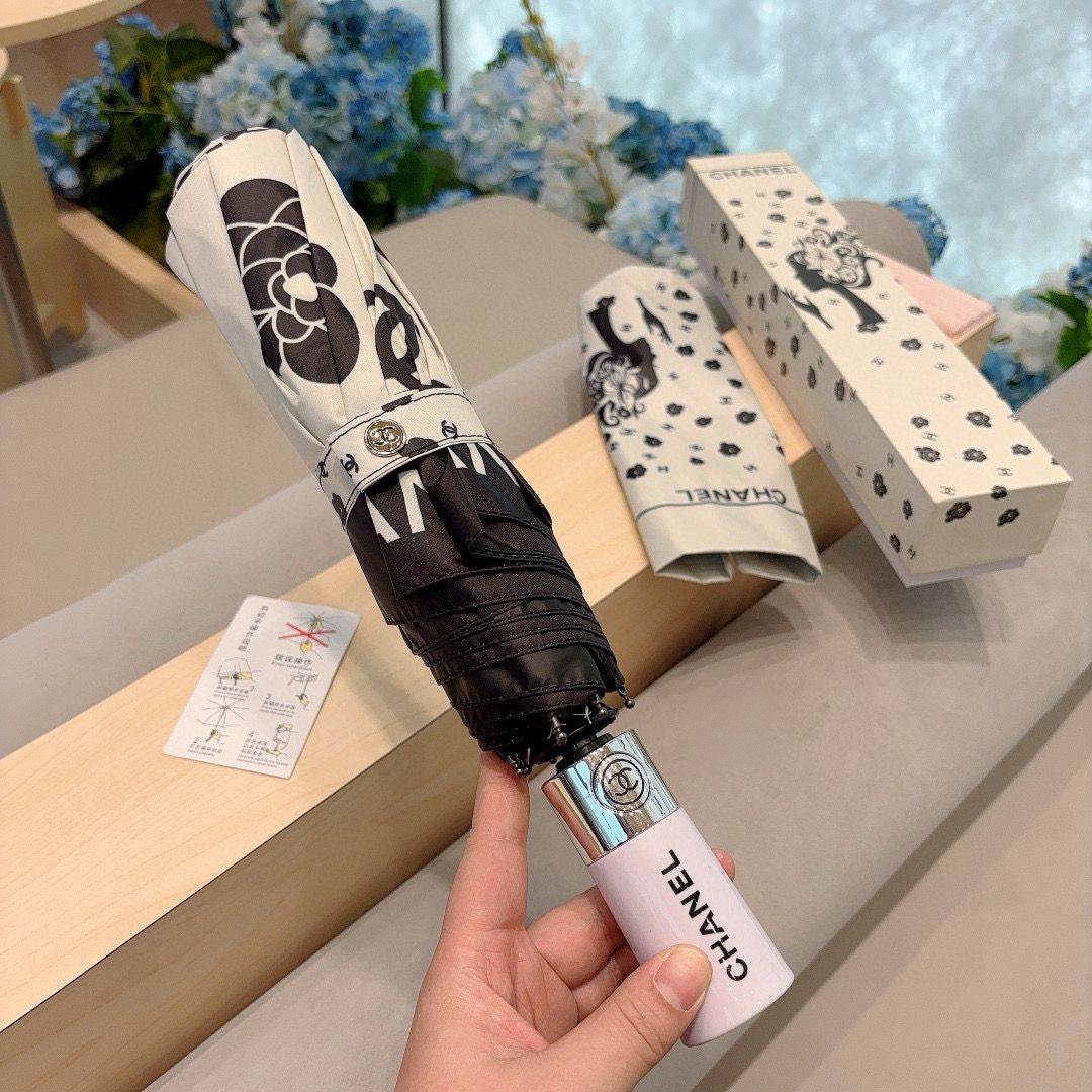  CHANEL（香奈儿）三折自动折叠晴雨伞 选用台湾进口UV防紫外线伞布 原单代工级品质 2色