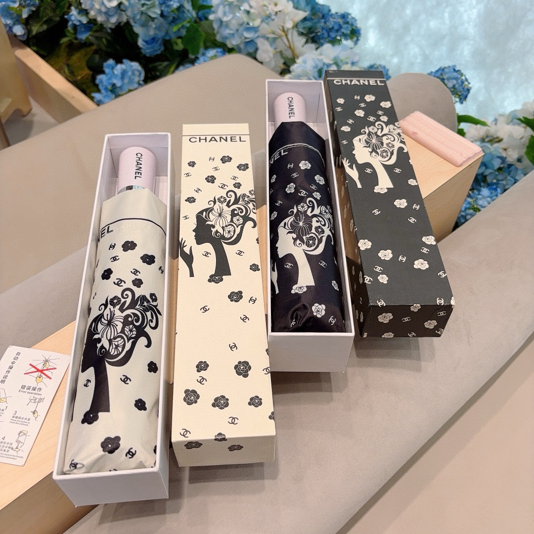 CHANEL（香奈儿）三折自动折叠晴雨伞 选用台湾进口UV防紫外线伞布 原单代工级品质 2色