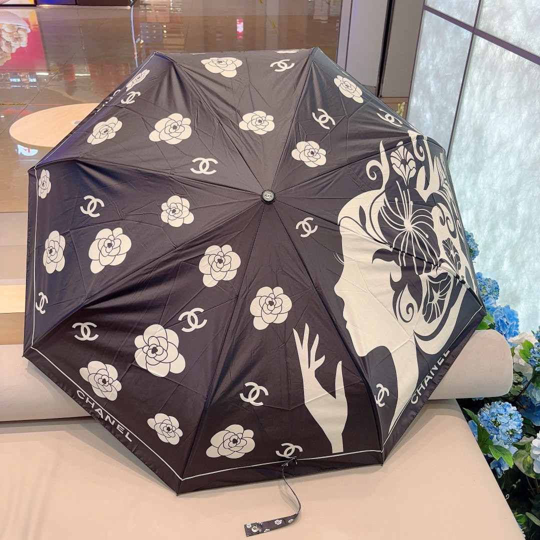  CHANEL（香奈儿）三折自动折叠晴雨伞 选用台湾进口UV防紫外线伞布 原单代工级品质 2色