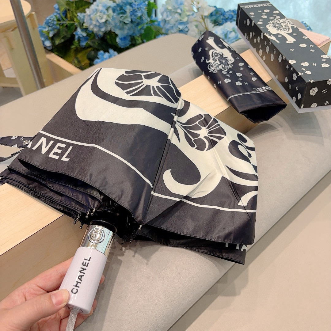  CHANEL（香奈儿）三折自动折叠晴雨伞 选用台湾进口UV防紫外线伞布 原单代工级品质 2色