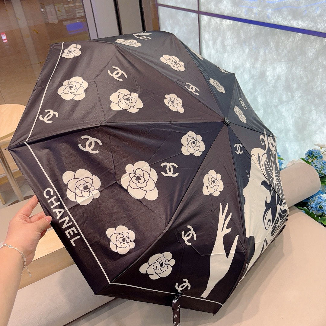  CHANEL（香奈儿）三折自动折叠晴雨伞 选用台湾进口UV防紫外线伞布 原单代工级品质 2色