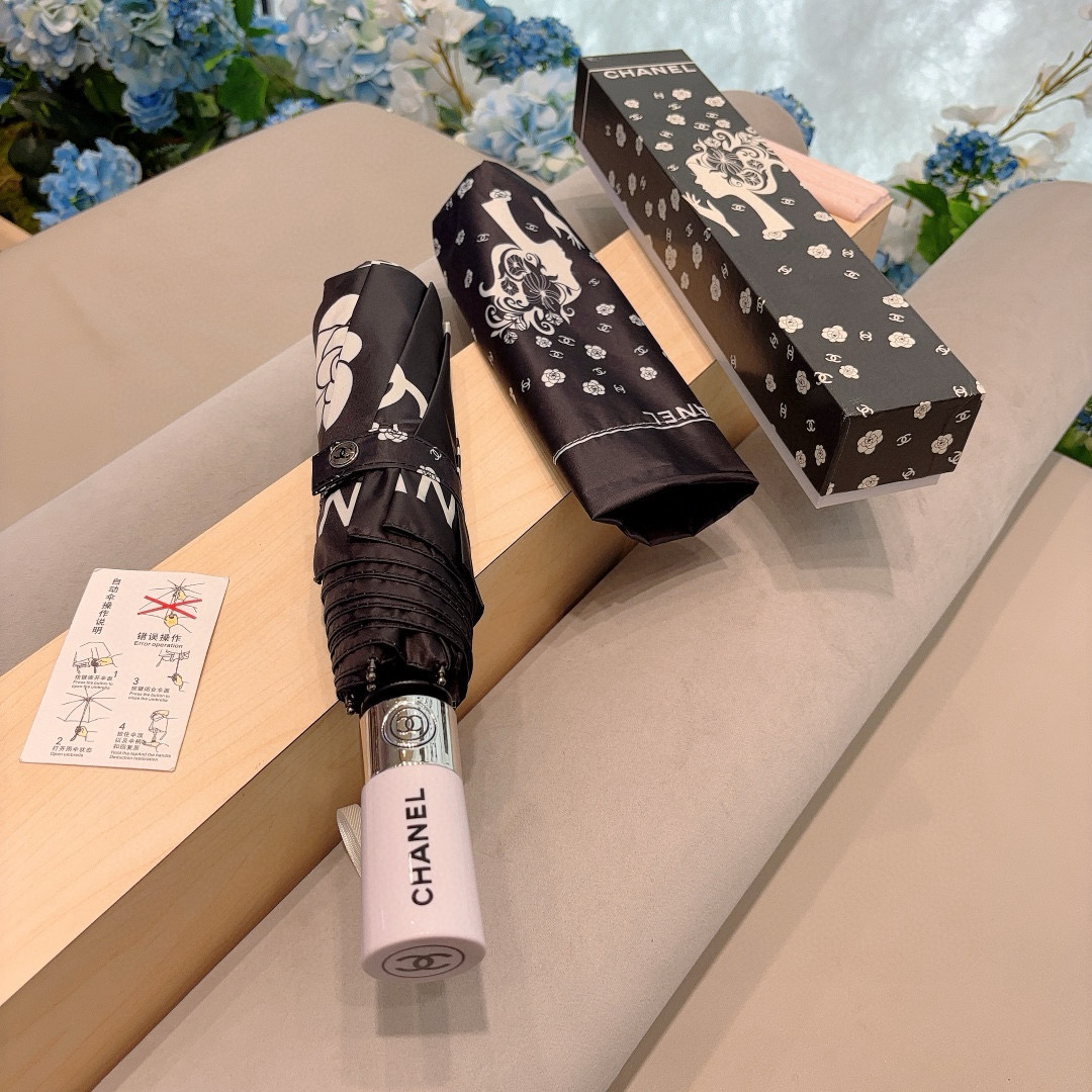  CHANEL（香奈儿）三折自动折叠晴雨伞 选用台湾进口UV防紫外线伞布 原单代工级品质 2色