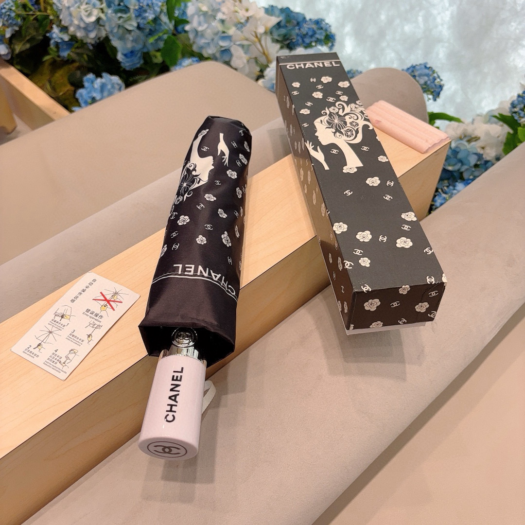  CHANEL（香奈儿）三折自动折叠晴雨伞 选用台湾进口UV防紫外线伞布 原单代工级品质 2色