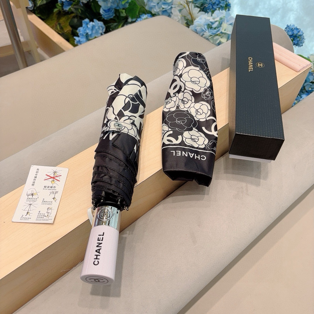  CHANEL（香奈儿）三折自动折叠晴雨伞 选用台湾进口UV防紫外线伞布 原单代工级品质 2色