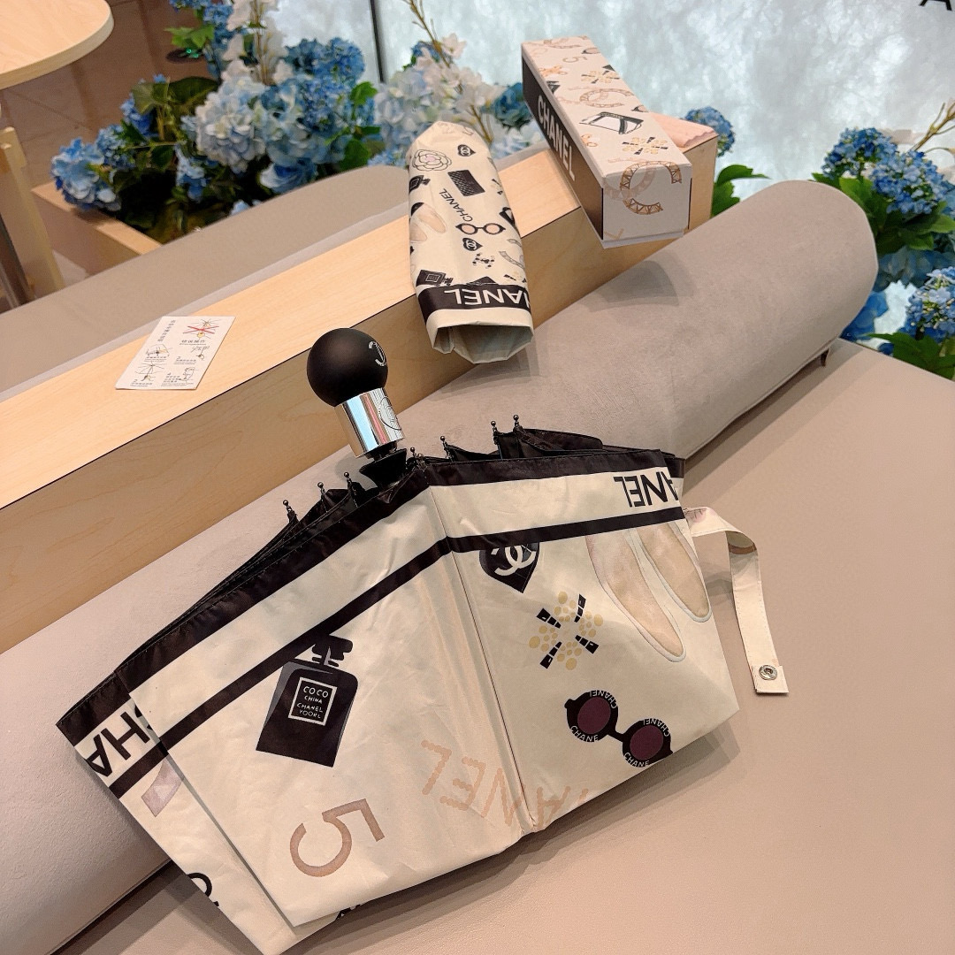  CHANEL（香奈儿）三折自动折叠晴雨伞 选用台湾进口UV防紫外线伞布 原单代工级品质 2色