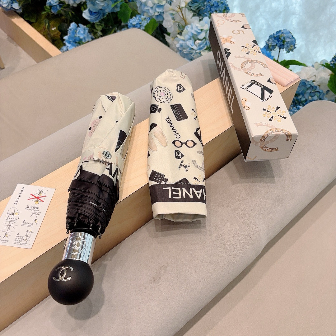 CHANEL（香奈儿）三折自动折叠晴雨伞 选用台湾进口UV防紫外线伞布 原单代工级品质 2色