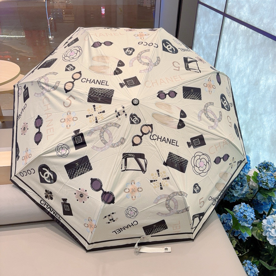  CHANEL（香奈儿）三折自动折叠晴雨伞 选用台湾进口UV防紫外线伞布 原单代工级品质 2色