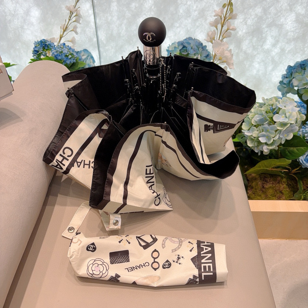  CHANEL（香奈儿）三折自动折叠晴雨伞 选用台湾进口UV防紫外线伞布 原单代工级品质 2色