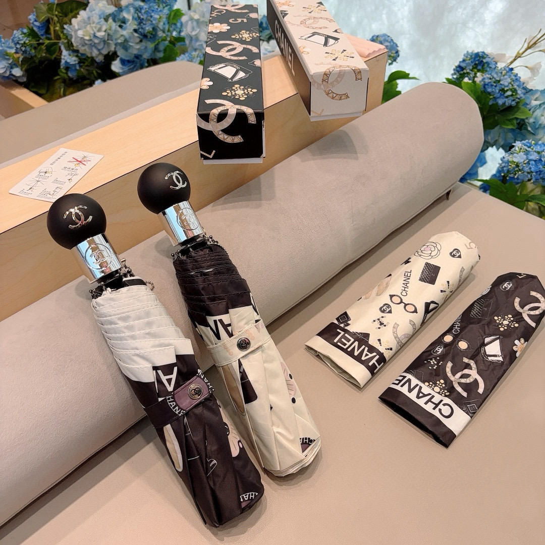  CHANEL（香奈儿）三折自动折叠晴雨伞 选用台湾进口UV防紫外线伞布 原单代工级品质 2色